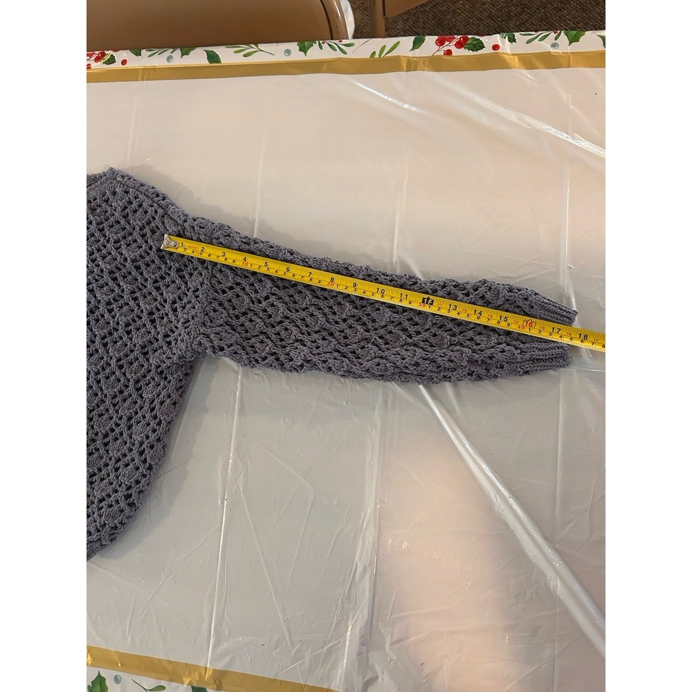 moon & madison Gray Crochet Open-Knit Pullover Sweater Crew Neck XS - Picture 5 of 7